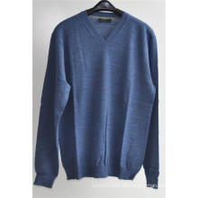 100% Wolle Pure Farbe V-Ausschnitt Kint Pullover Pullover für Man